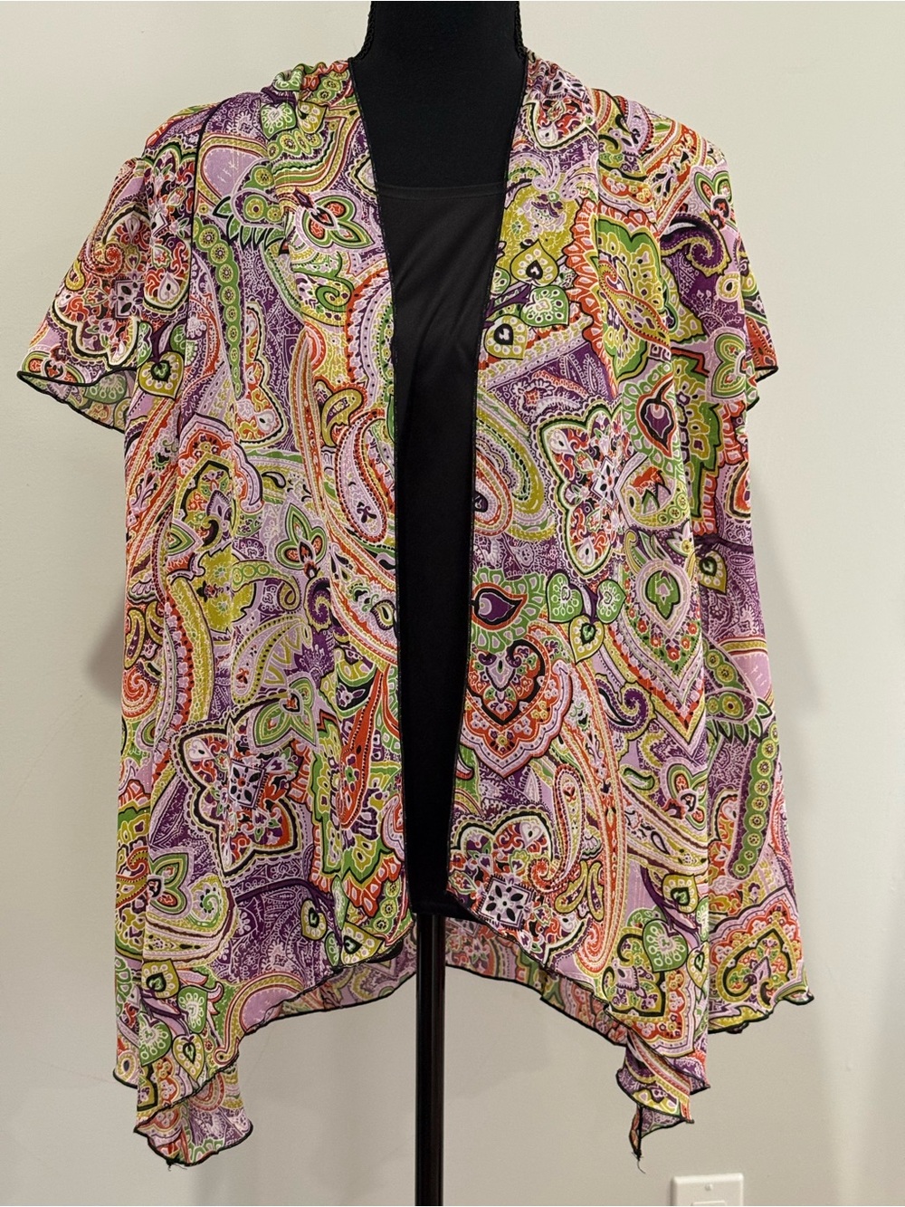 New Sara Michelle 2X Paisley Sheath Cardigan with Built in Top 199